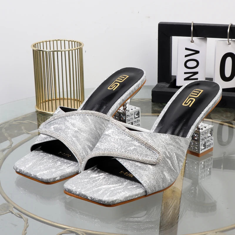 Embellished Block Heel Mules
