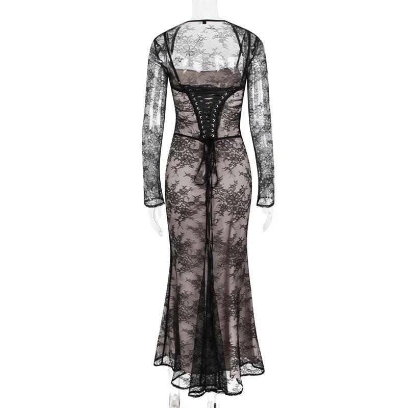 Long Sleeve Lace Maxi Dress