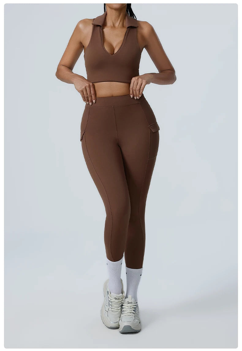 Polo Halter & Cargo Leggings Workout Set
