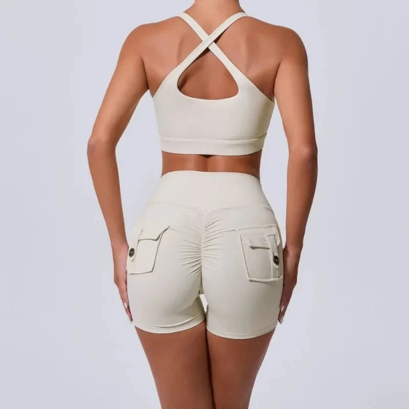Cut-Out Bra & Shorts Workout Set