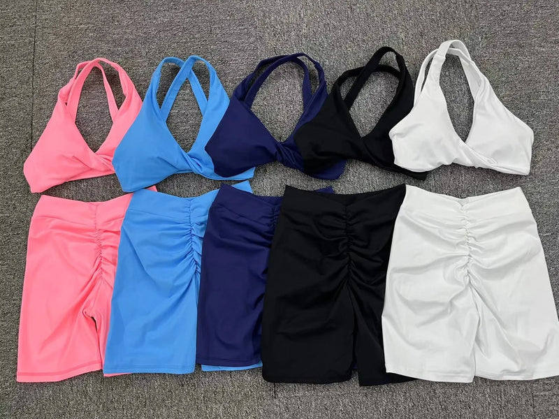 Crossover Bra & Shorts Gym Suit (2 pcs)