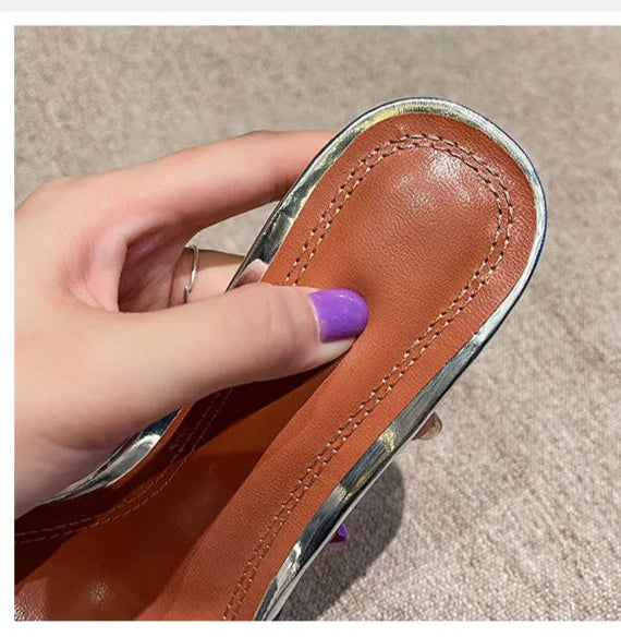 Crystal Bow Slip-On Heels
