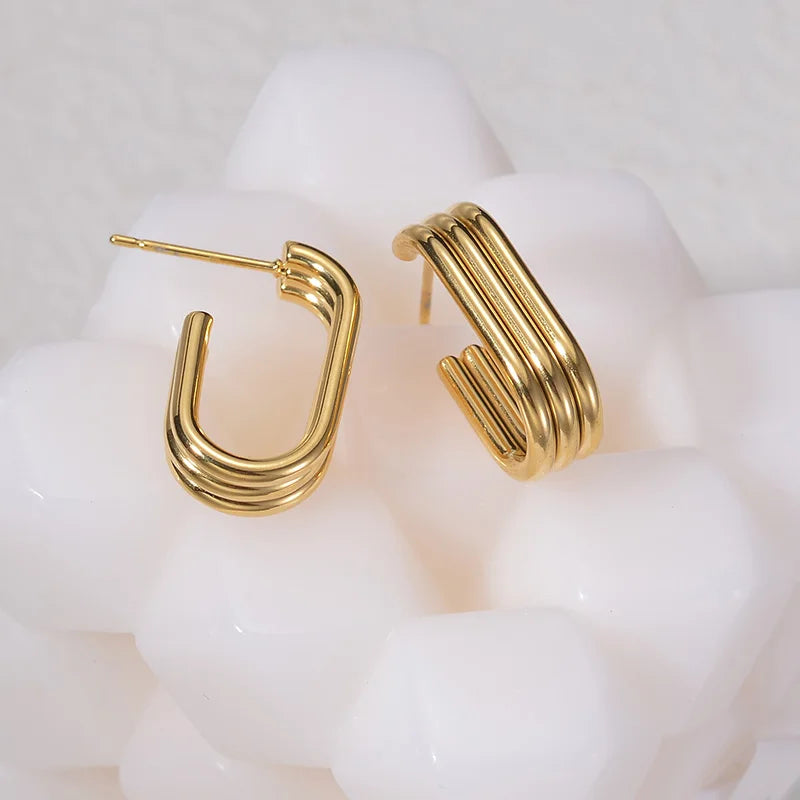 Geometric Gold Hoop Earrings