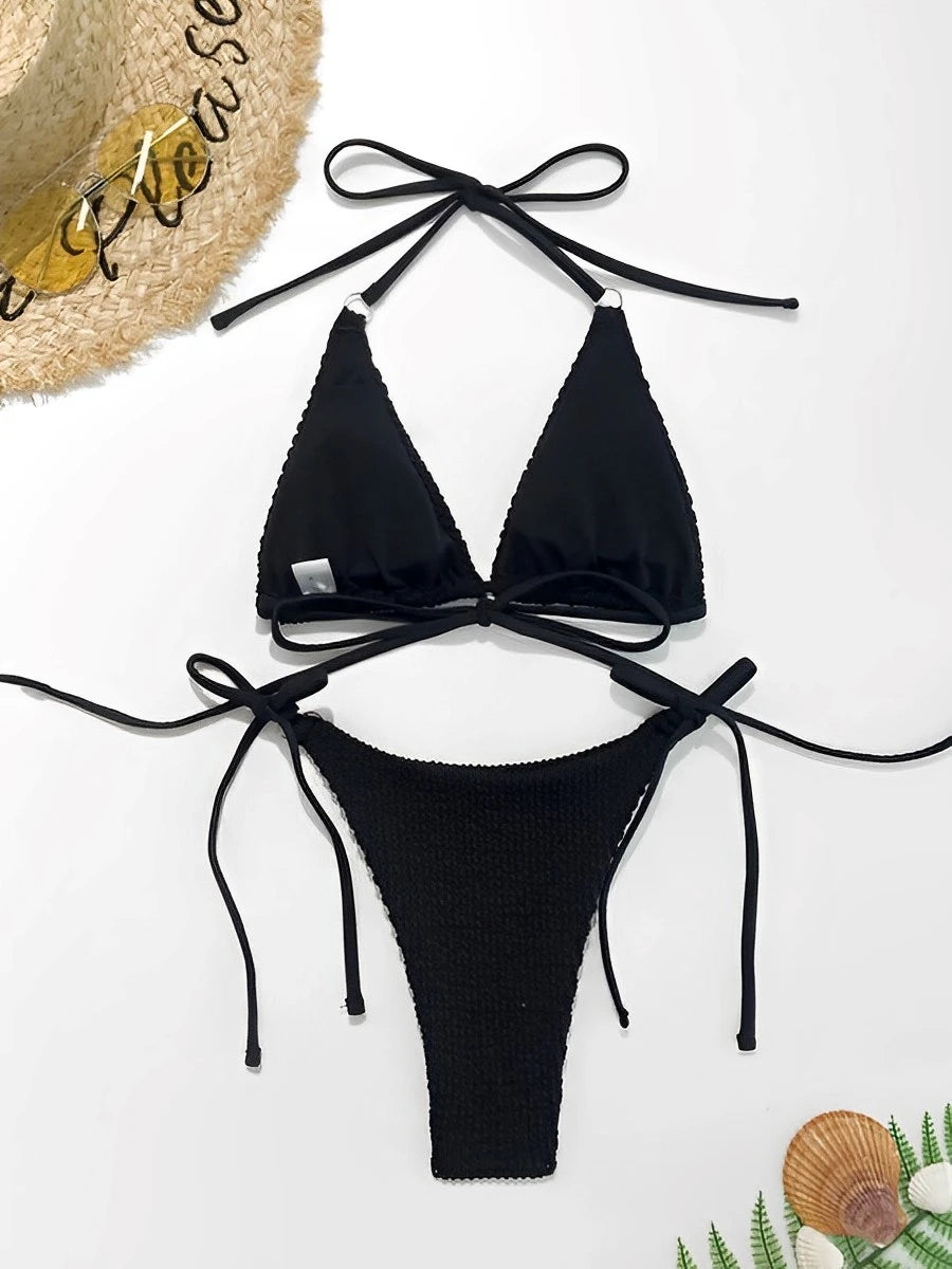 Crisscross Tie Bikini Set