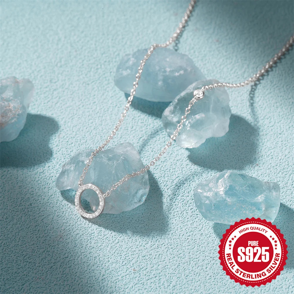 Dainty Circle Pavé Pendant Necklace
