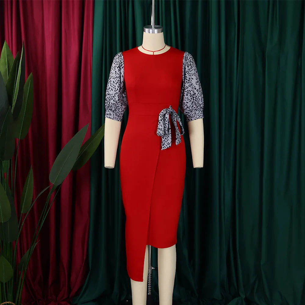 Elegant Midi Dress with Statement Sleeves