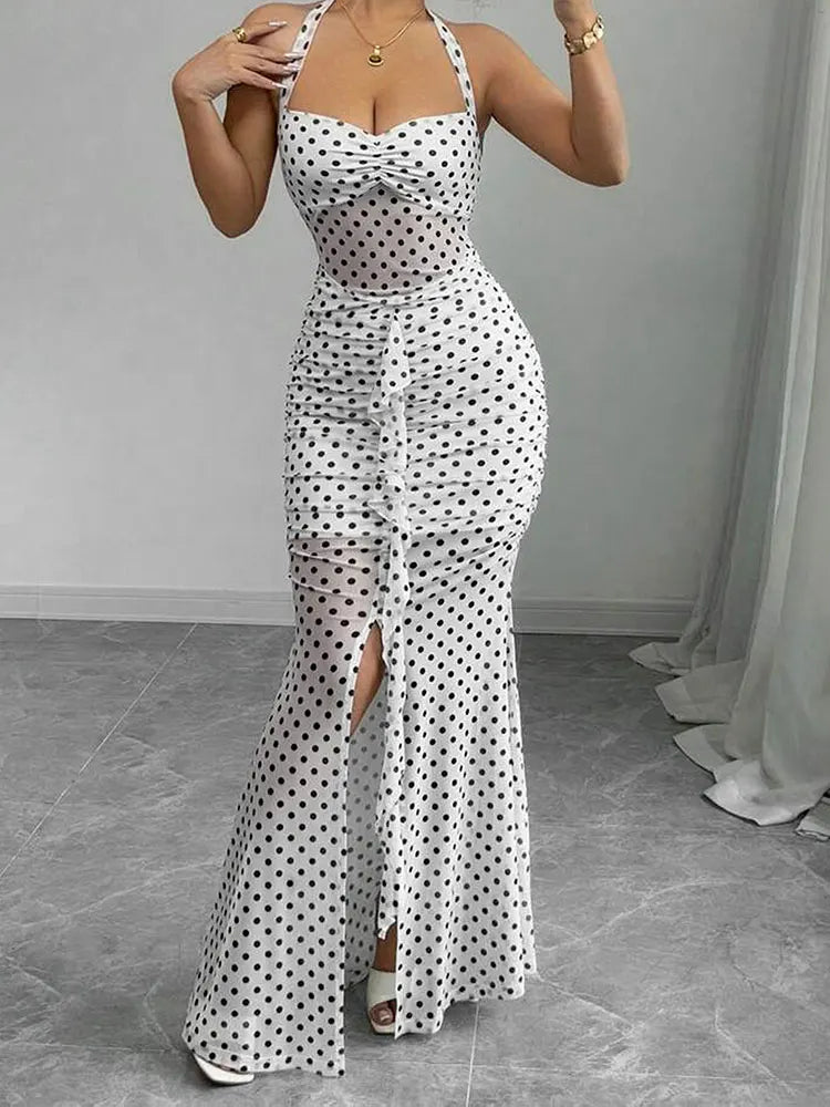 White Dotted Long Dress