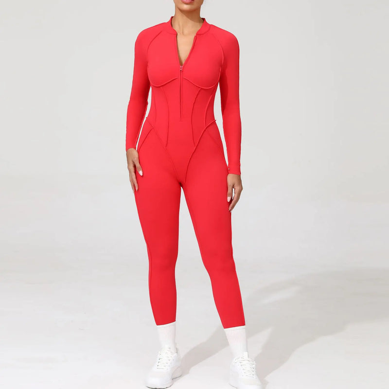 Long Sleeve Zip Front Jumpsuit