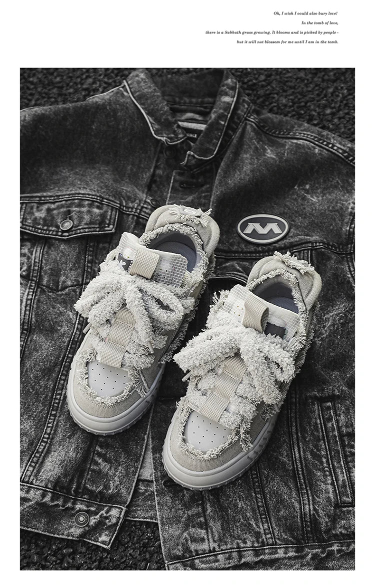 Fuzzy Lace Retro Sneakers