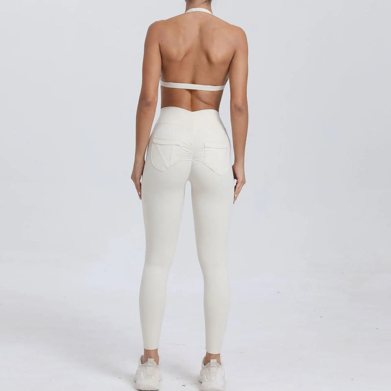 Twist-Front Halter Leggings Set