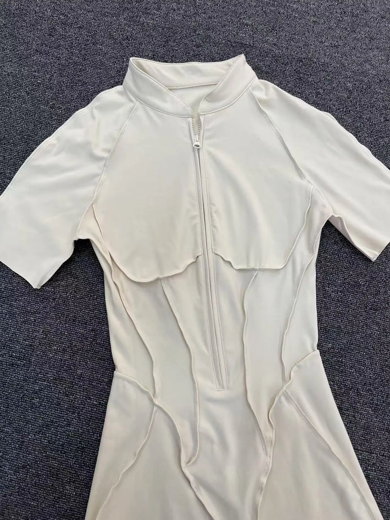 Short-Sleeve Zip Romper