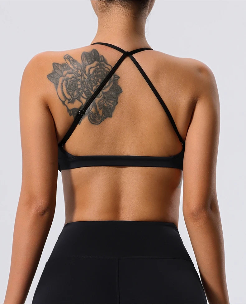 Twist-Front Halter Sports Bra