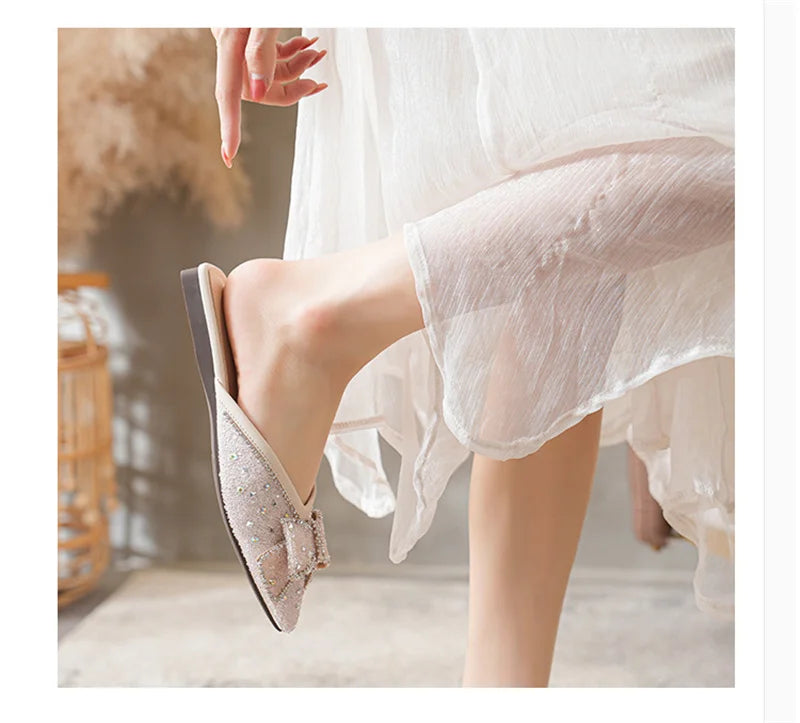 Crystal Bow Pointed Flats