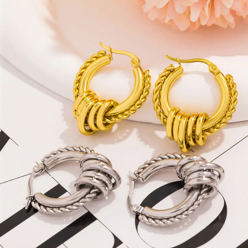 Multilayer Circle Twist Earrings
