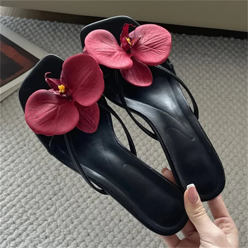 Orchid Accent Slip-On Sandals