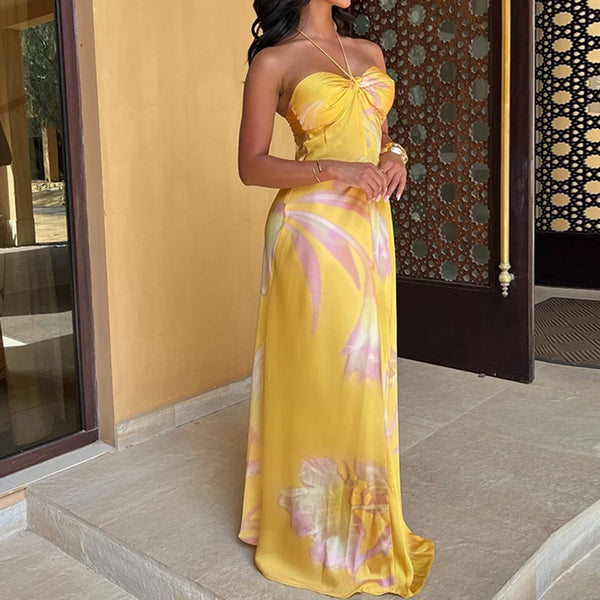 Yellow Strapless Maxi Dress