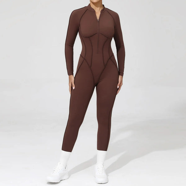 Long Sleeve Zip Front Jumpsuit