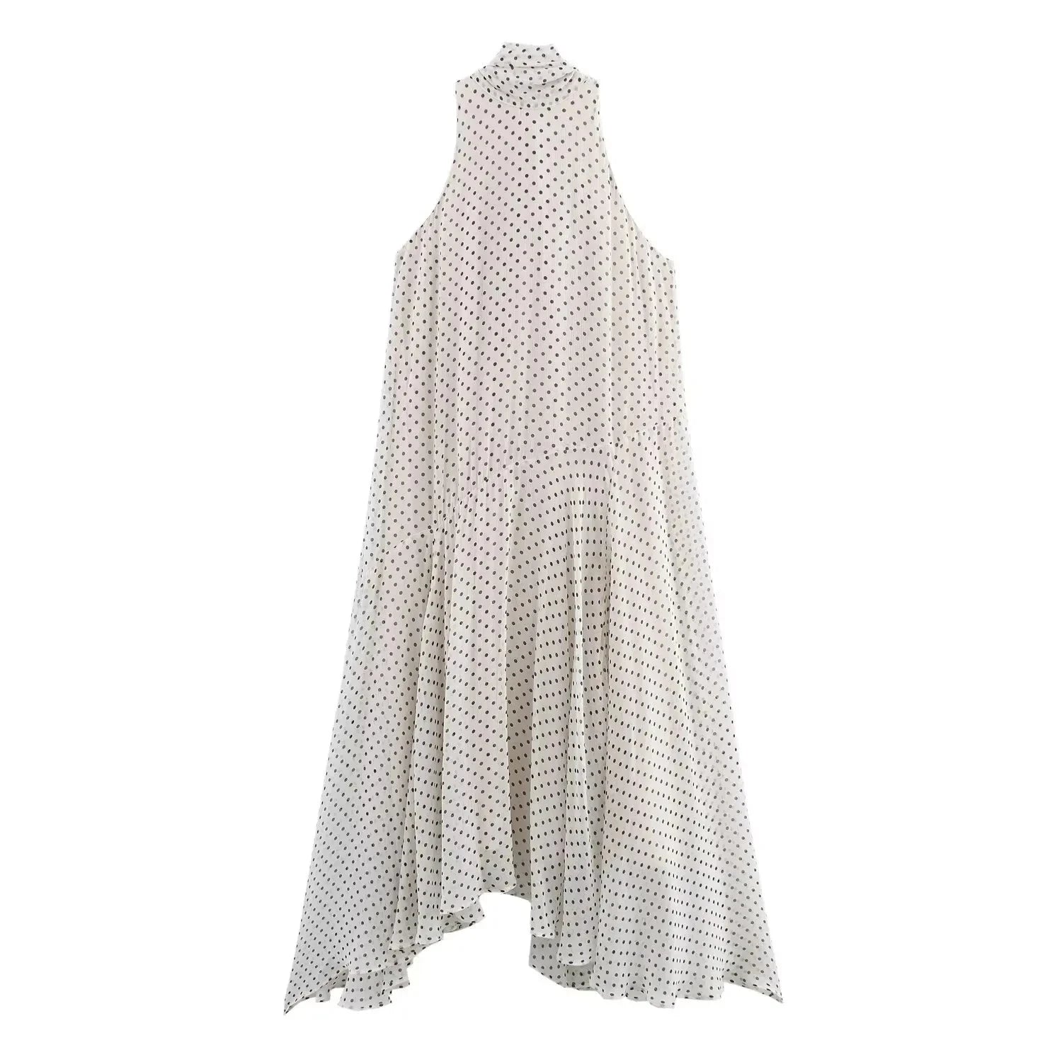 Polka Dot High Neck Swing Maxi Dress