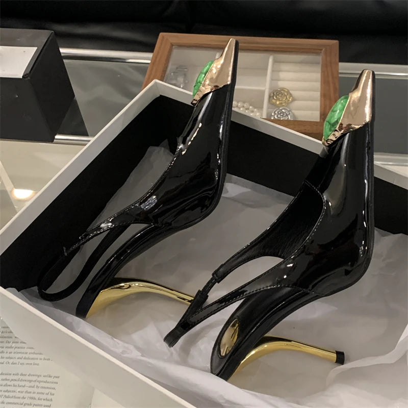 Jewel Accent Slingback Heels