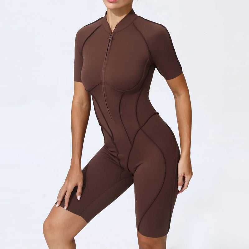 Short-Sleeve Zip Romper