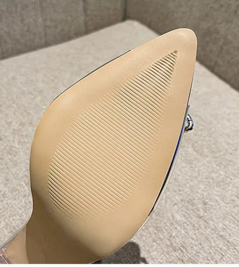 Crystal Bow Slip-On Heels