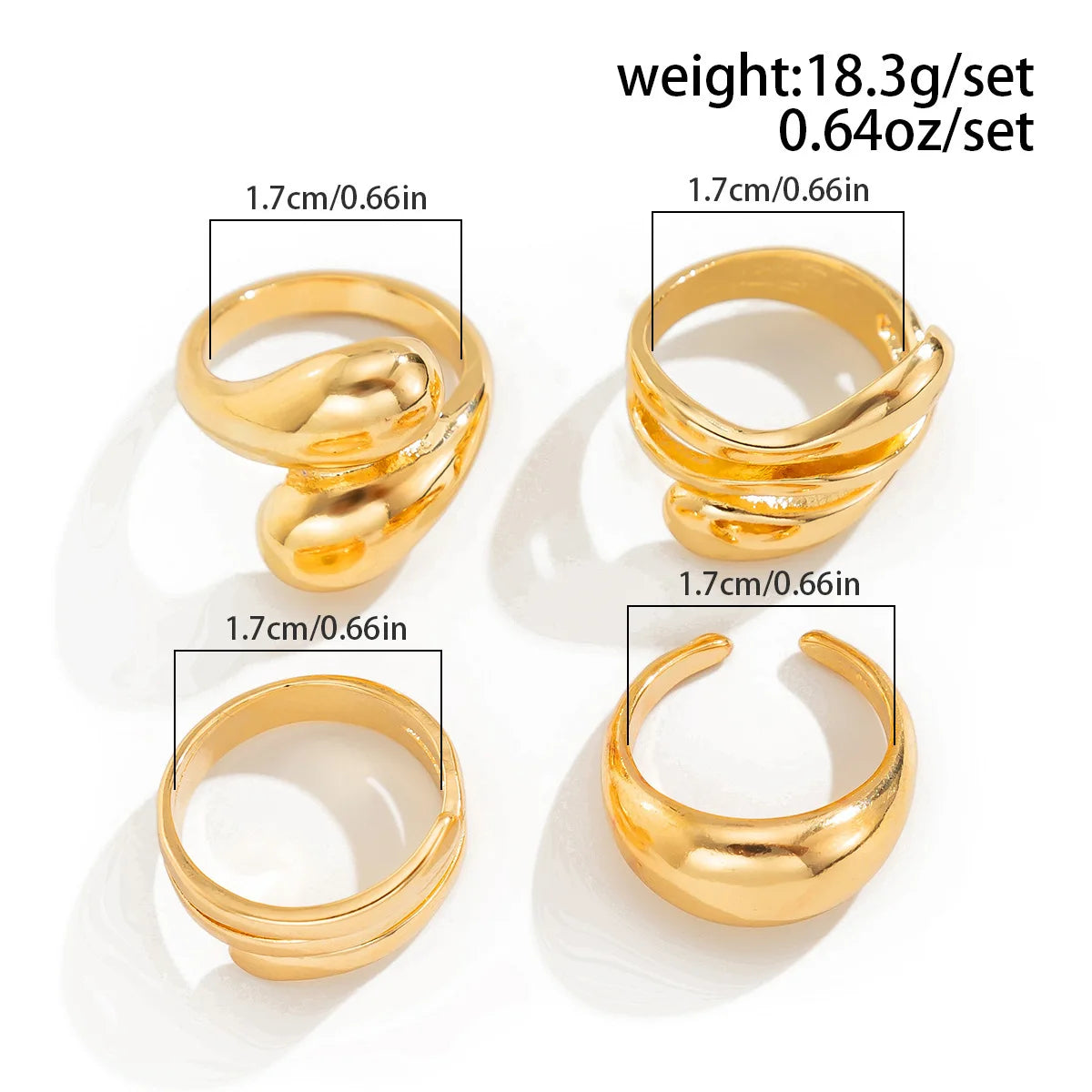 Bold Chunky Sculpted Cuff & Ring Set – Gold & Silver Finish