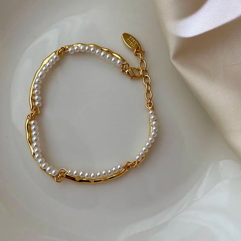 Pearl Molten Link Chain Bracelet