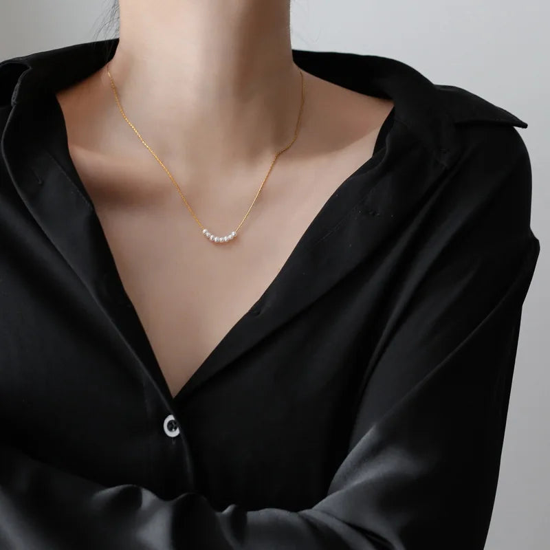 Dainty Pearl Bar Necklace