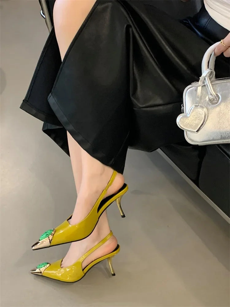 Jewel Accent Slingback Heels