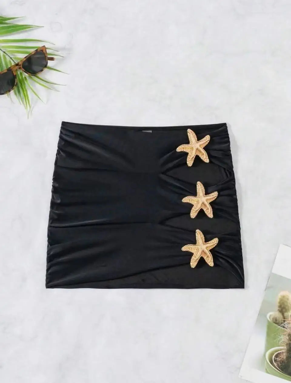 Starfish Accent Ruched Mini Skirt