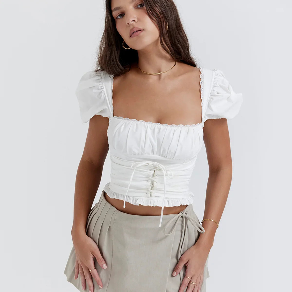 Puff Sleeve Corset Top