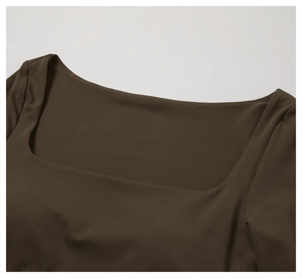 Long Sleeve Crop Top – Square Neck Activewear Top