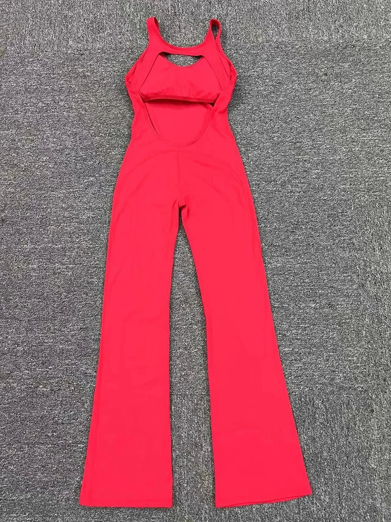 Open Back Flared Leg Jumpsuit