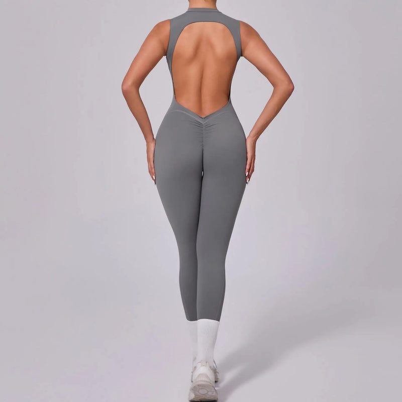 Open Back High Neck Athletic Jumpsuit