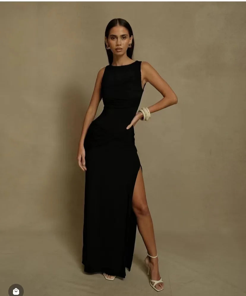 Ruched Sleeveless Maxi Dress