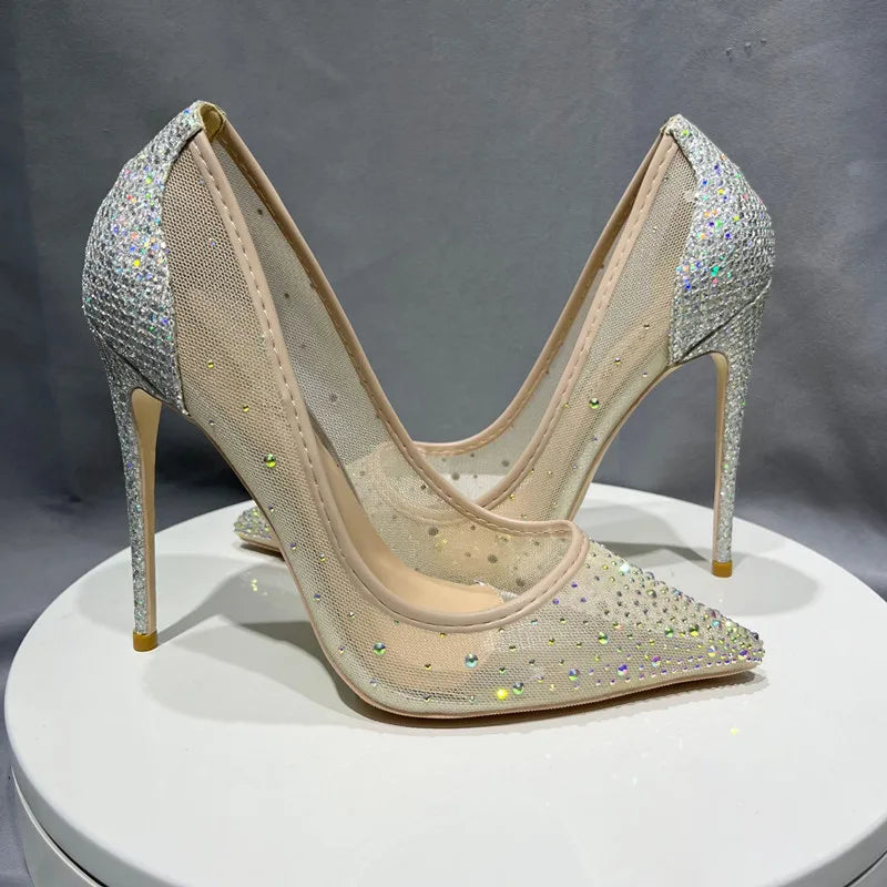 Glimmering Mesh Stiletto Pumps