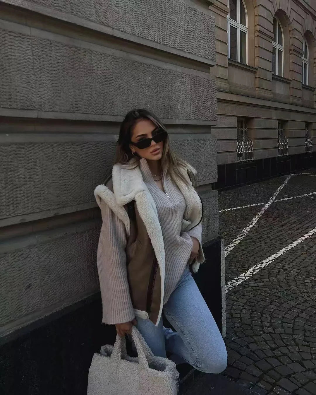 Faux Shearling Aviator Jacket