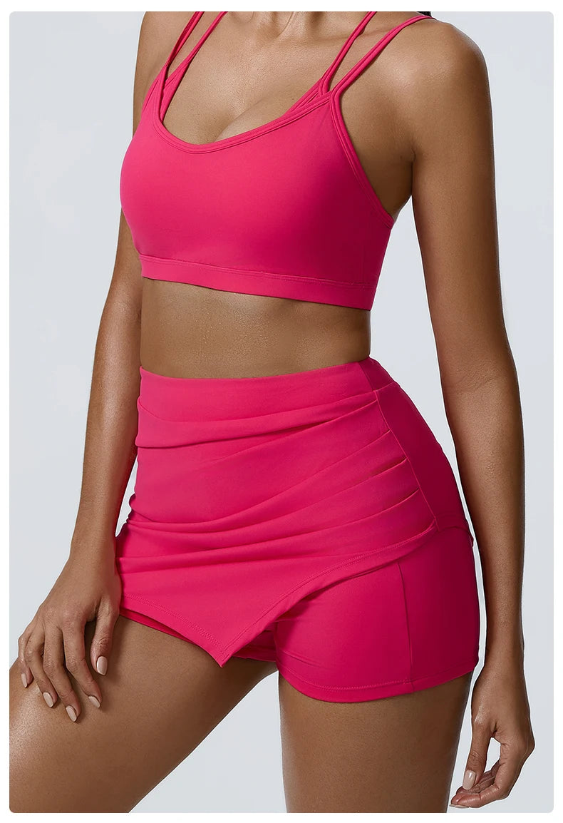 Ruched High-Waisted Athletic Skirt