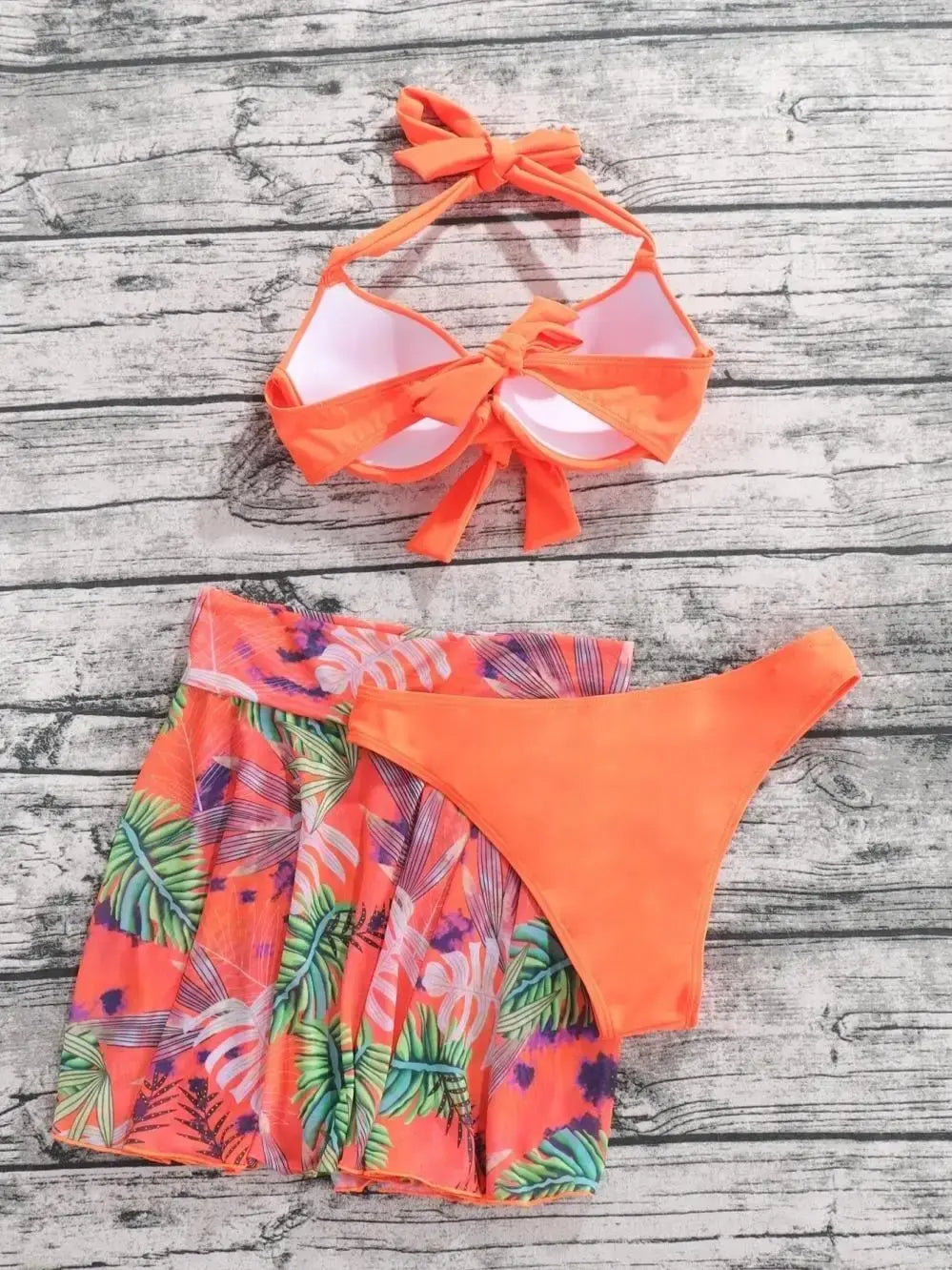 Tie-Front Bikini & Mini Skirt Set
