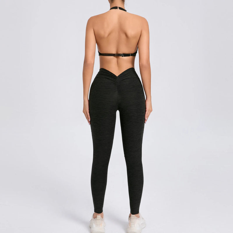 Halter & Ruched Leggings Workout Set