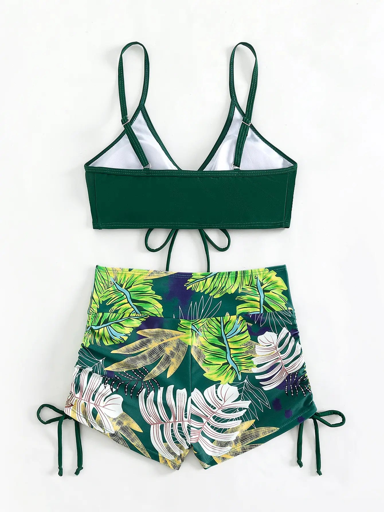 Striped Drawstring Bikini Set with Shorts