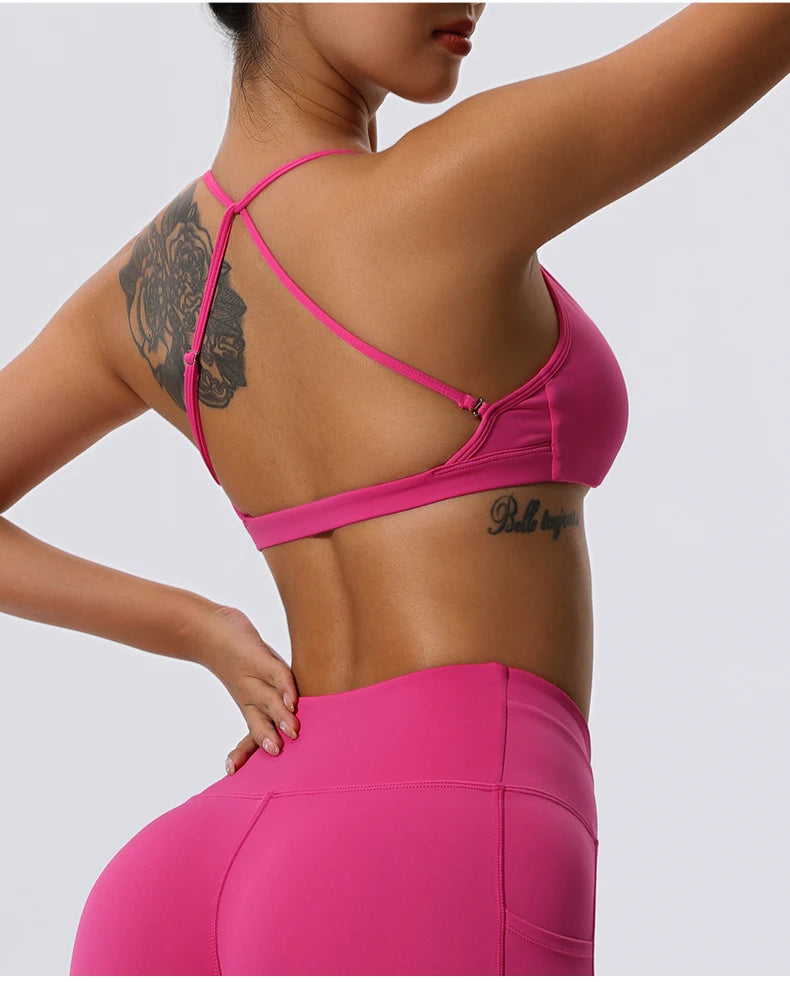 Twist-Front Halter Sports Bra