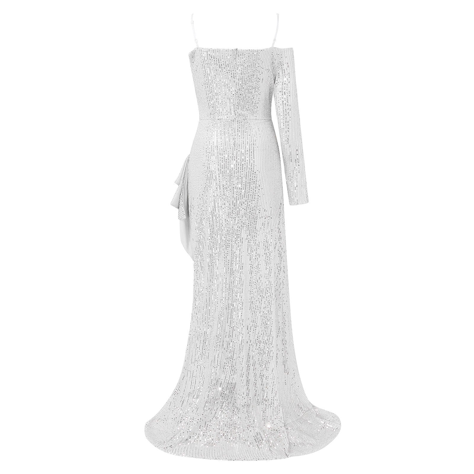 Off-Shoulder Sequin Evening Gown