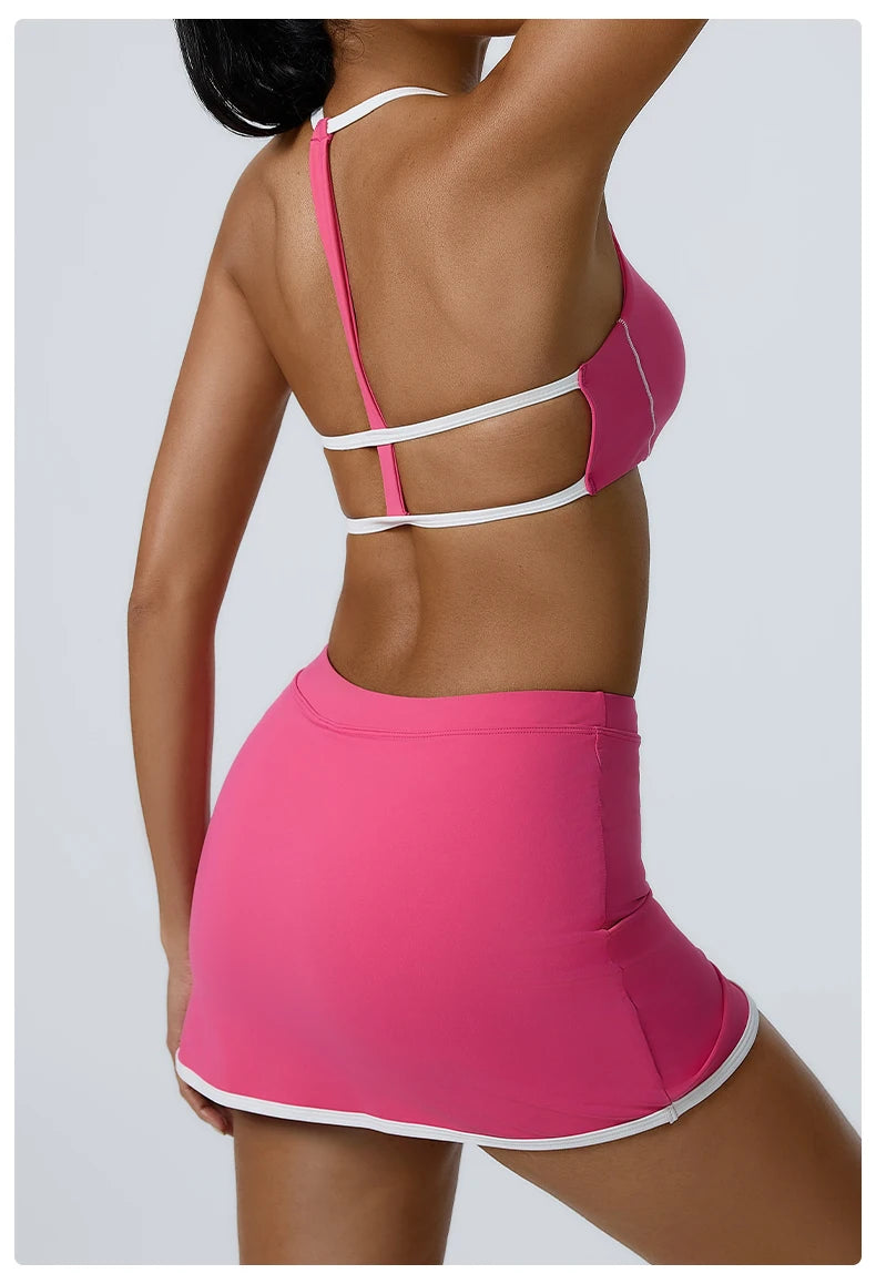 Split-Front Athletic Skirt Set