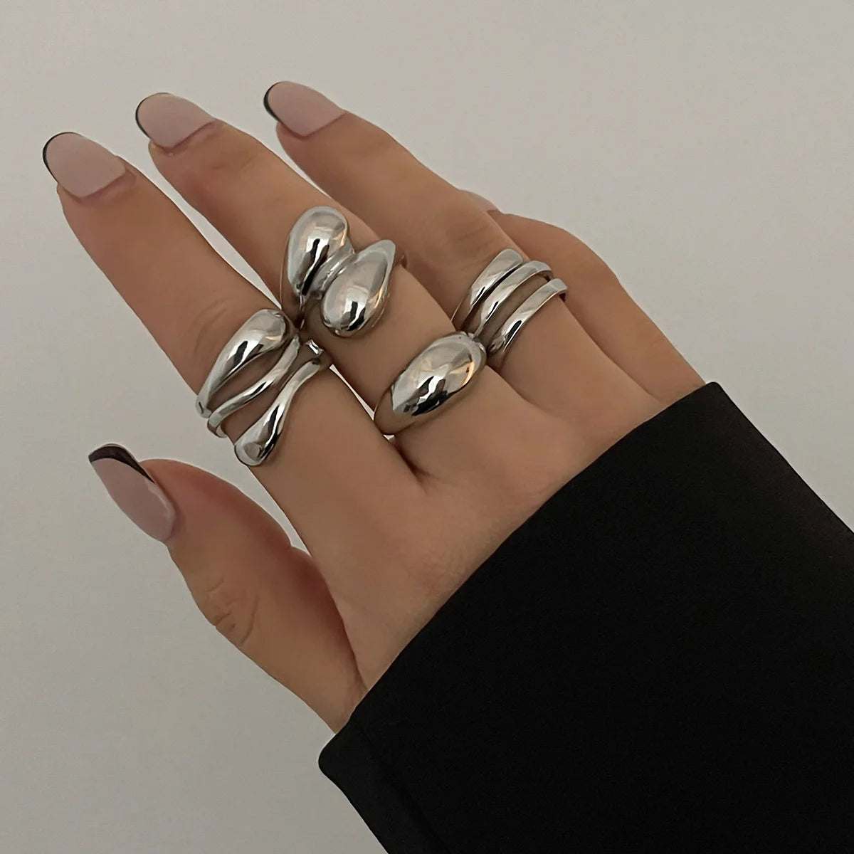 Bold Chunky Sculpted Cuff & Ring Set – Gold & Silver Finish
