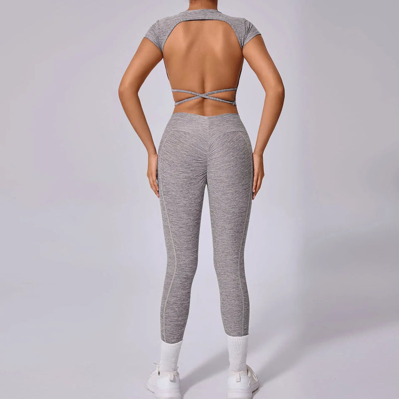 Open Back Crop Top & Leggings Workout Set