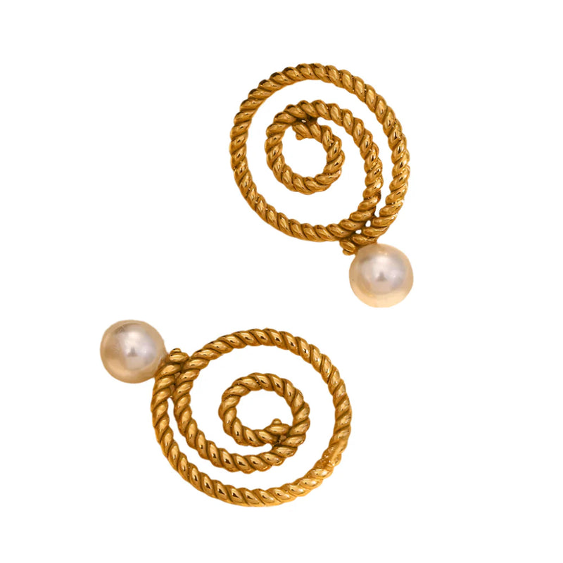 Spiral Ring Pearl Earrings Party