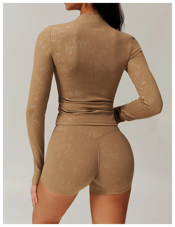 Long Sleeve Seamless Mock Neck Crop Top