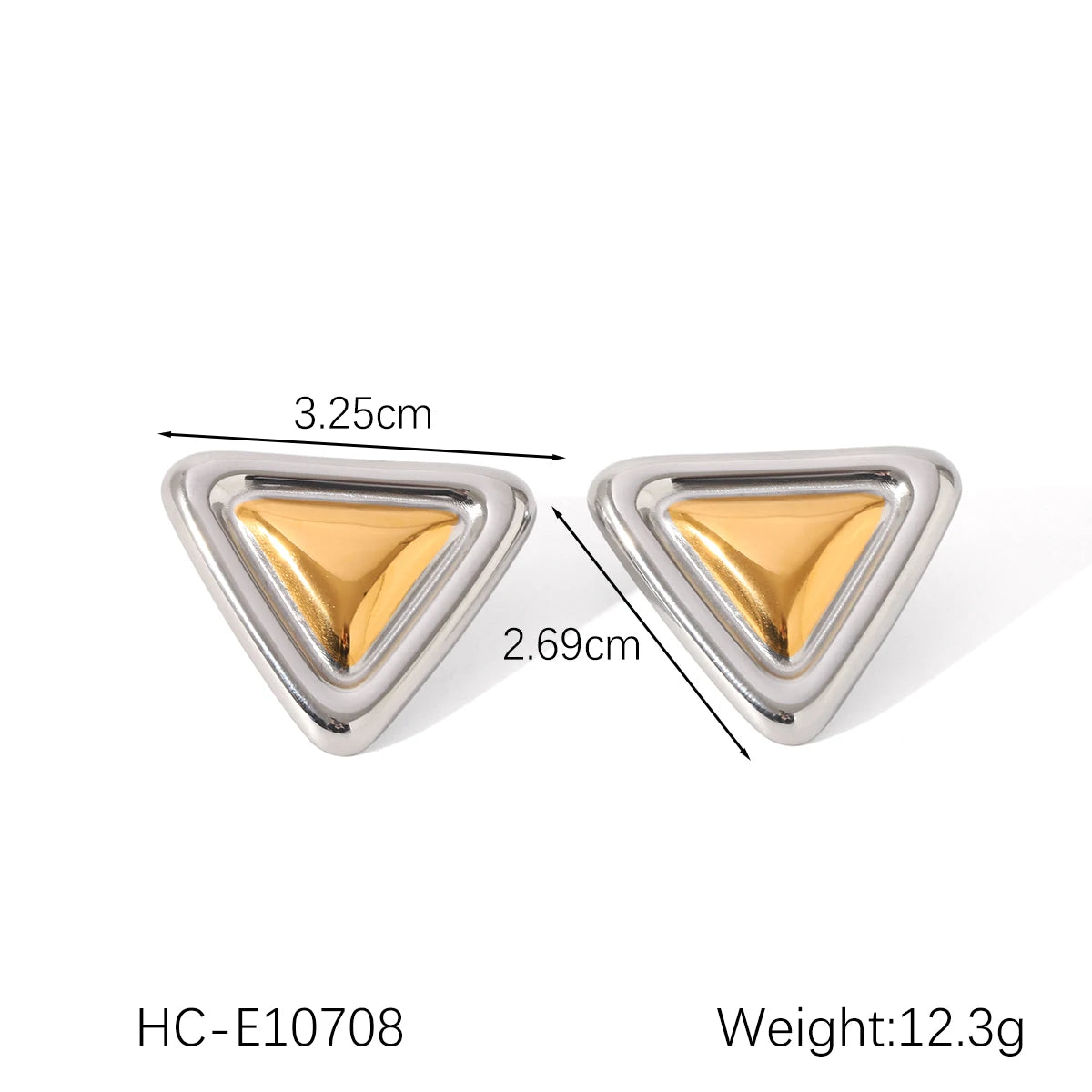 Geometric Triangle Dome Stud Earrings