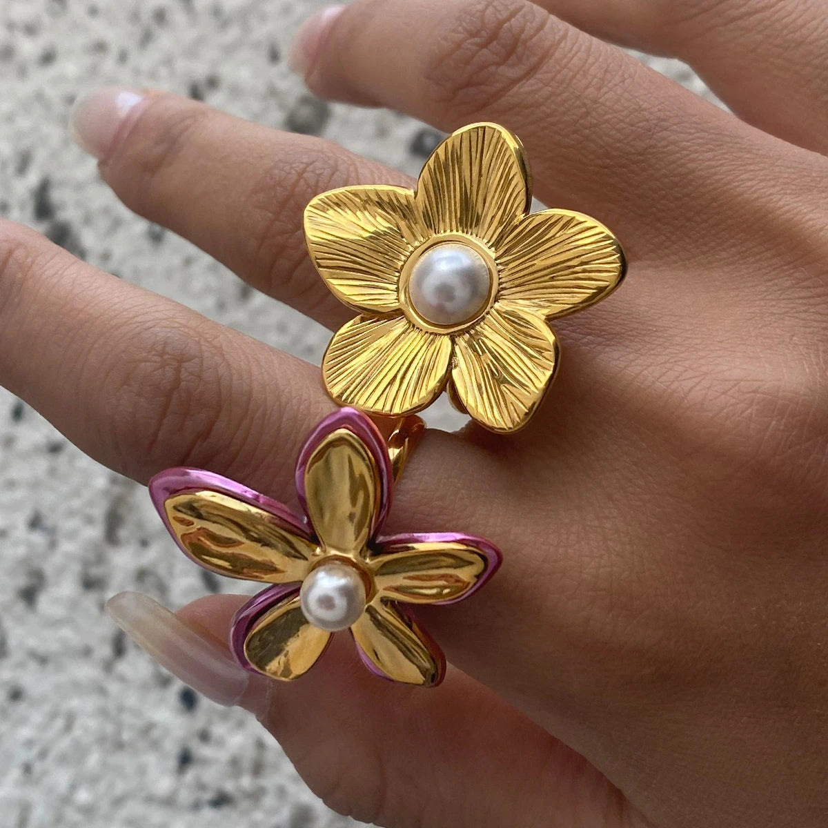 Pearl Petal Bloom Statement Ring